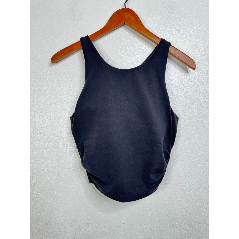 Athleta Conscious Crop Twist Back Tank Top Black Size Large Yoga Workout Bra Top